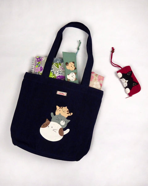 Roly-Poly Cats Denim Tote