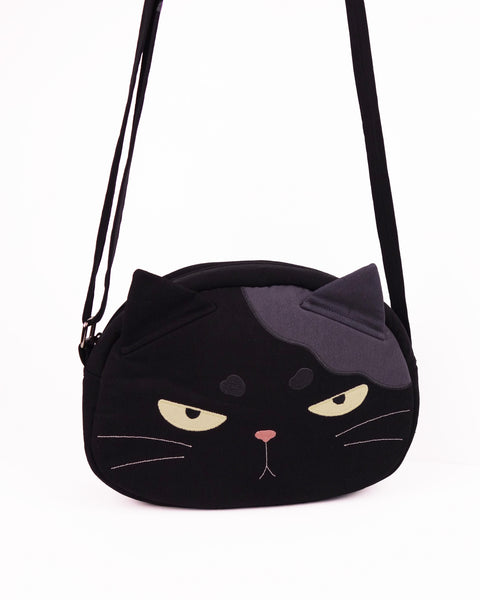 Grumpy Cat Face Crossbody Medium (Black)