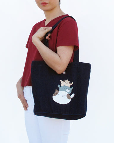 Roly-Poly Cats Denim Tote